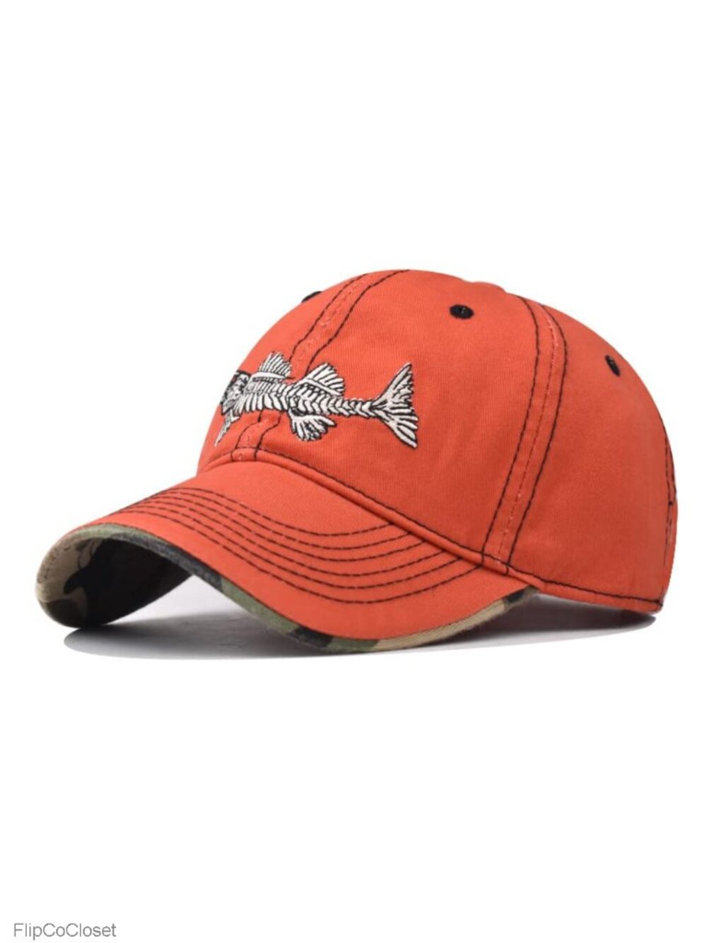 Adjustable 100% Cotton Fishbone Baseball Cap for Running Fishing Golf